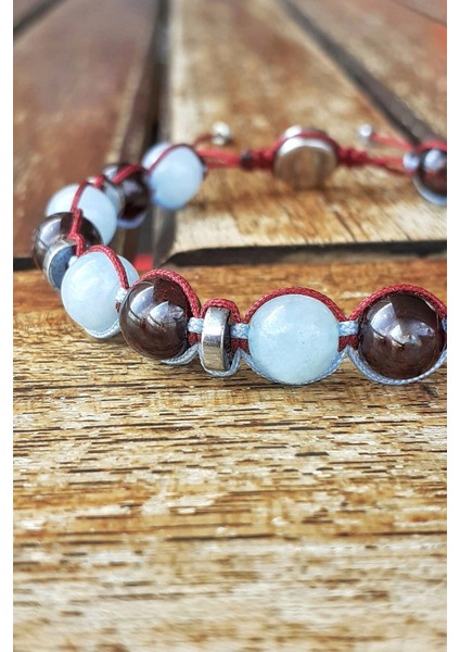 Taraftar Bilekliği Garnet Akuamarin Hematit Doğal Taş Bileklik fiyatları