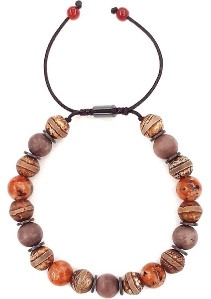 Jade Tibet Akik Hematit Doğal Taş Unisex Bileklik