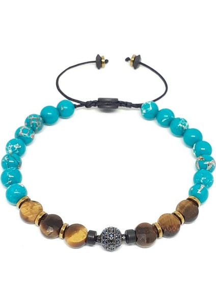 Mavi Havlit Kaplan Gözü Hematit Doğal Taş Zirkon Taşlı Çelik Obje Bileklik fırsatları