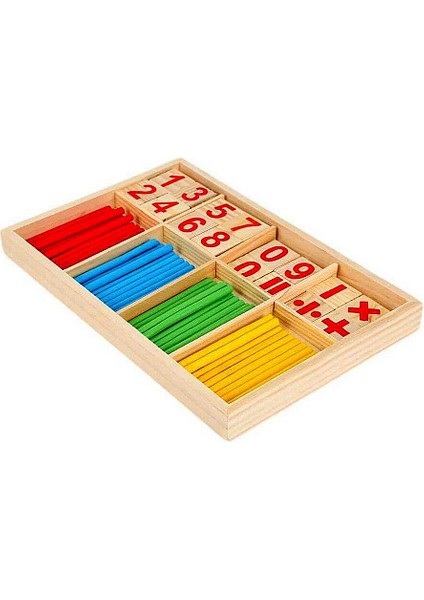 Ahşap Matematik Kutusu Çubuklu Set Dört Işlem Oyunu