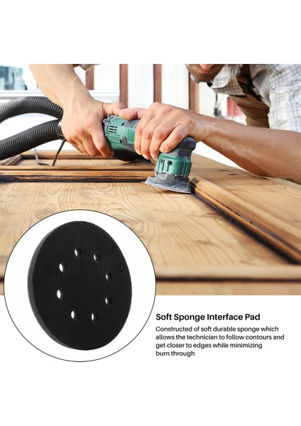 2 Adet 5 Inç (125MM) 8 Delikli Yumuşak Sünger Arayüz Pedi Zımpara Pedleri ve Pürüzlü Yüzey Parlatma Için Cırt Cırt Zımpara Diskleri (Yurt Dışından)