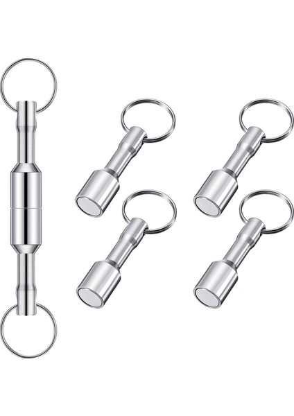 6 Adet Metal Mıknatıs Anahtarlık Manyetik Anahtarlık Cep Anahtarlık Mıknatıs Tutucu Bölünmüş Yüzük Takı Test Mıknatısı (Yurt Dışından)