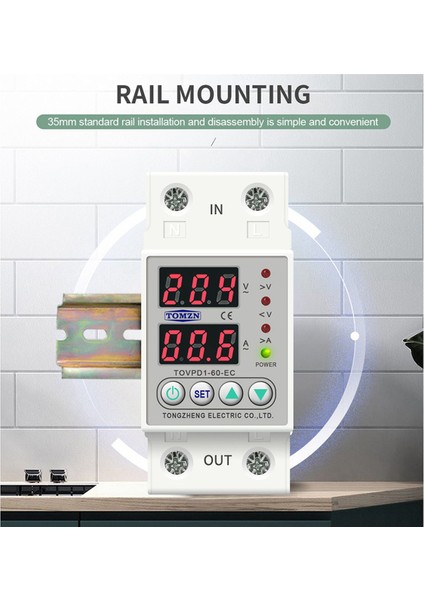 3x Din Raylı Çift Ekran Ayarlanabilir Aşırı Gerilim Akım ve Düşük Gerilim Koruyucu Cihaz Rölesi 40A 220V 230V (Yurt Dışından)