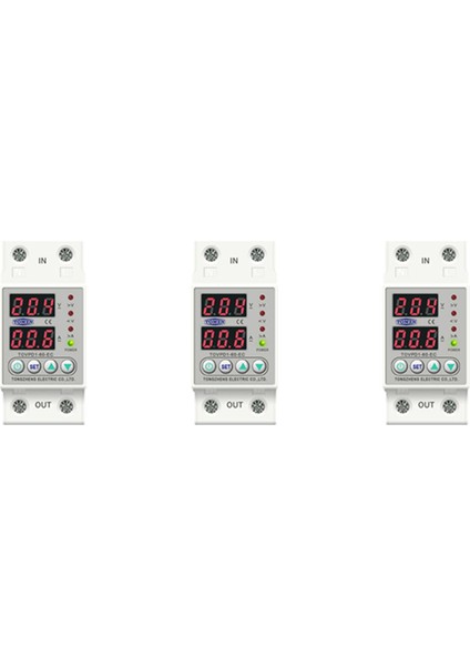 3x Din Raylı Çift Ekran Ayarlanabilir Aşırı Gerilim Akım ve Düşük Gerilim Koruyucu Cihaz Rölesi 40A 220V 230V (Yurt Dışından) fırsatları