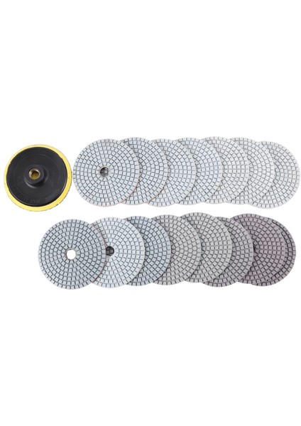 Humble 16 Adet Elmas Parlatma Pedleri Seti 4 Inç 100MM Islak/kuru Granit Taş Beton Mermer Parlatma Kullanımı Taşlama Diskleri Seti (Yurt Dışından)