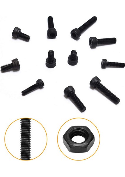 1225 Adet Altıgen Düğme Soket Başlı Kapak Vidaları Cıvata Somun Düz Pullar Çeşitler Kiti, Makine Vidaları ve Somunlar (Yurt Dışından) fırsatları
