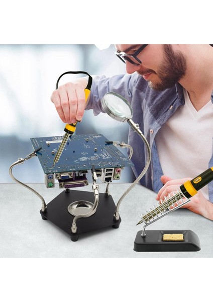 Lehimleme Üçüncü El Lehimleme Aracı Pcb Tutucu, Havya Standı, Lehimleme Için Metal Tabanlı Esnek Metal Kollar (Yurt Dışından)