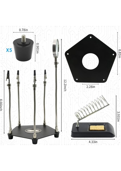 Lehimleme Üçüncü El Lehimleme Aracı Pcb Tutucu, Havya Standı, Lehimleme Için Metal Tabanlı Esnek Metal Kollar (Yurt Dışından)