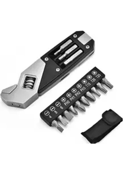 17-In-1 Paslanmaz Çelik Ayarlanabilir Anahtar Katlanabilir Cep Çok Aracı Çok Fonksiyonlu Anahtar Tornavida Uçları Seti (Yurt Dışından)