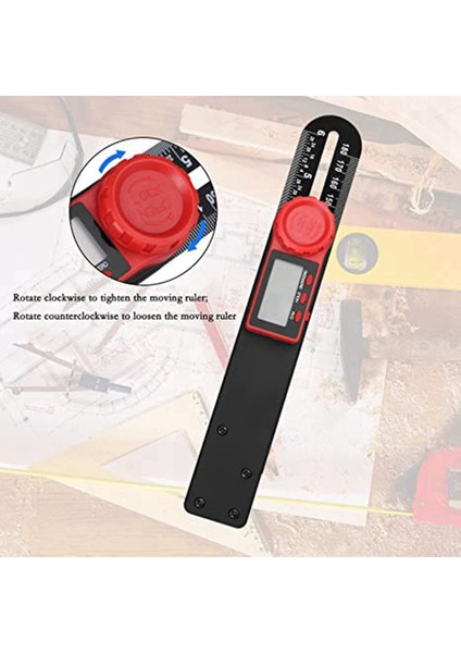 Ağaç Işleme Metal Işleme Inşaatı Için Dijital Gonyometre Ttype Eğim Ölçer ve Iletki 180MM/360° LCD Ekran (Yurt Dışından)