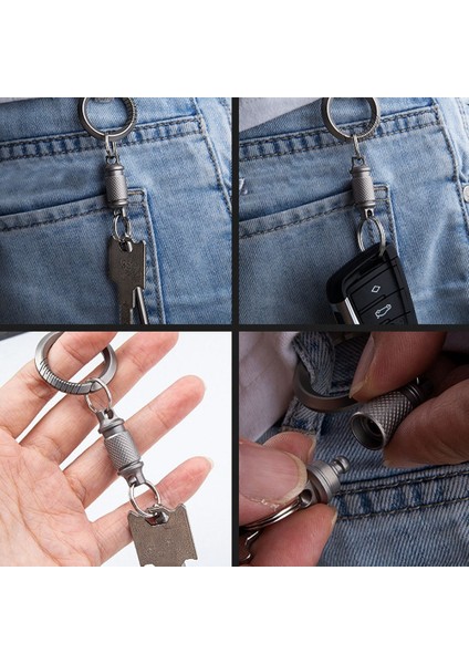 Titanyum Hızlı Açılan Döner Anahtarlık, Ayrılabilir Anahtarlık Ağır Hizmet Araba Anahtarlık 2 Adet Çekin (Yurt Dışından) fırsatları