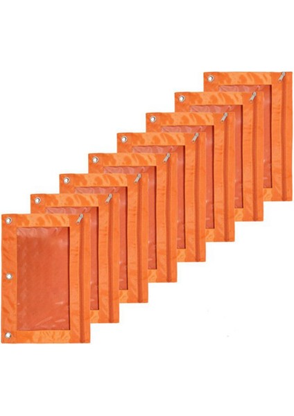 8pcs Üç Delikli Büyük Kapasiteli Kalem Kutusu Dosya Çantası Şeffaf Pencereli Turuncu Dayanıklı Bağlayıcı Kılıfı (Yurt Dışından)