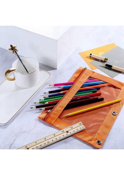 8pcs Üç Delikli Büyük Kapasiteli Kalem Kutusu Dosya Çantası Şeffaf Pencereli Turuncu Dayanıklı Bağlayıcı Kılıfı (Yurt Dışından) modelleri