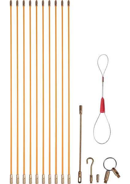 Balık Bant Kablolama Çubukları 5.0 M Fiberglas Kablo Erişim Aracı Kiti Elektrik Kablo Geçirici Çalışan Çektirme 10 Çubuk x 50 cm (Yurt Dışından)