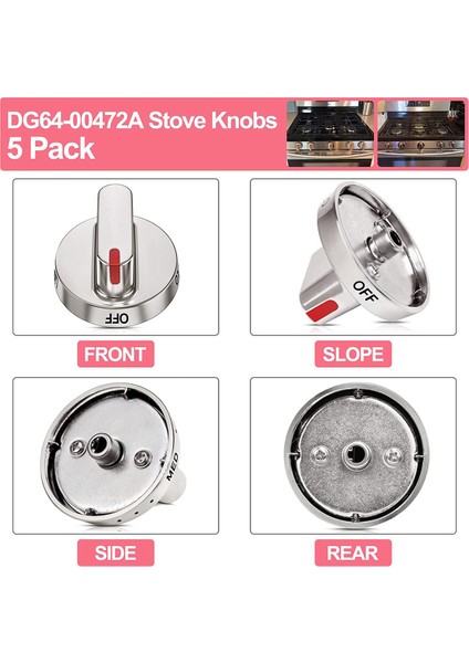 DG64-00472A Samsung Gazlı Fırın Sobası ile Uyumlu Soba Düğmeleri, DG64-00347A,AP5949480,PS10058981,(5 Paket) ile Değiştirilir (Yurt Dışından)