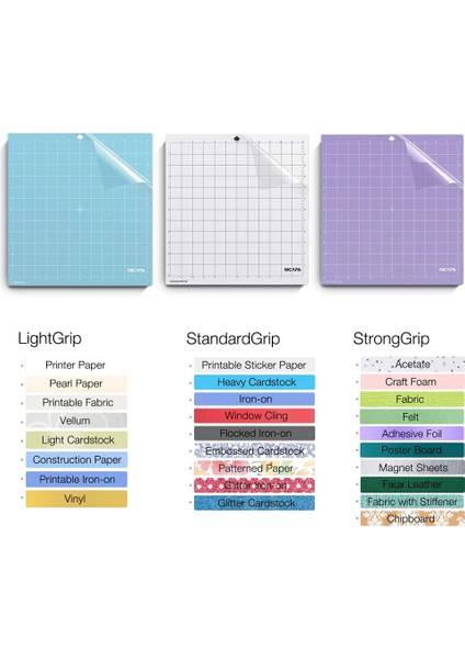 Siluet Cameo Için Nicapa Yedek Kesme Matı 4/3/2/1(12X12 Inç 3pack-Standardgrip,lightgrip,stronggrip) Kesim Paspasları Seti (Yurt Dışından) indirimleri