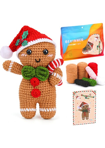 Noel Süslemeleri Noel Dıy Tığ Seti Örgü Ipliği Iğneler Peluş Zencefilli Kurabiye Adam Bebek Kolay (Yurt Dışından)