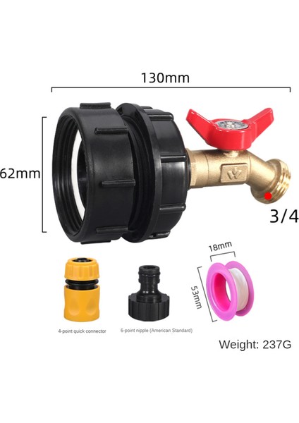 Ibc Tote Çanta Adaptörü, 2,44 Inç Ince Dişli Adaptör, 275-330 Galon'a Uyar, 1/2 Inç Erkek Npt Girişi, Hızlı Hortum Bağlantısı (Yurt Dışından)