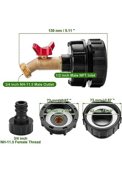 Ibc Tote Çanta Adaptörü, 2,44 Inç Ince Dişli Adaptör, 275-330 Galon'a Uyar, 1/2 Inç Erkek Npt Girişi, Hızlı Hortum Bağlantısı (Yurt Dışından)