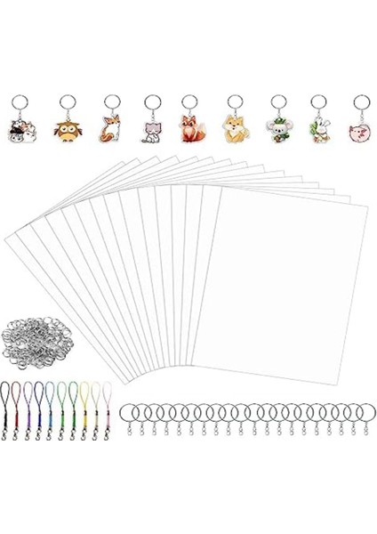 Anahtarlık Seti - 15 Yazdırılabilir Shrink Sayfa, 20 Anahtarlık, 100 Ayrı Atlama Halkası ve 5 Istakoz Klipsi Çocuklar Için Kendin Yap El Sanatları (Yurt Dışından)