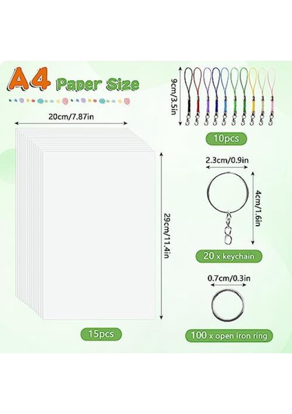 Anahtarlık Seti - 15 Yazdırılabilir Shrink Sayfa, 20 Anahtarlık, 100 Ayrı Atlama Halkası ve 5 Istakoz Klipsi Çocuklar Için Kendin Yap El Sanatları (Yurt Dışından) fırsatları
