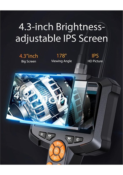 Hafif 4,3 Inç IPS Ekranlı Taşınabilir Endoskop Kamera 1080P Hd Borescope, 16,5ft Kablolu IP67 Su Geçirmez Endoskop (Yurt Dışından) fırsatları