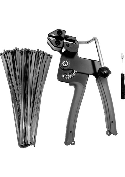 Metal Zip Kravatlar Kesici Paslanmaz Çelik Kablo Bağı Kesme Aleti ile 100 Adet Kablo Bağı Kendinden Kilitli Zip Bağları Siyah (Yurt Dışından)