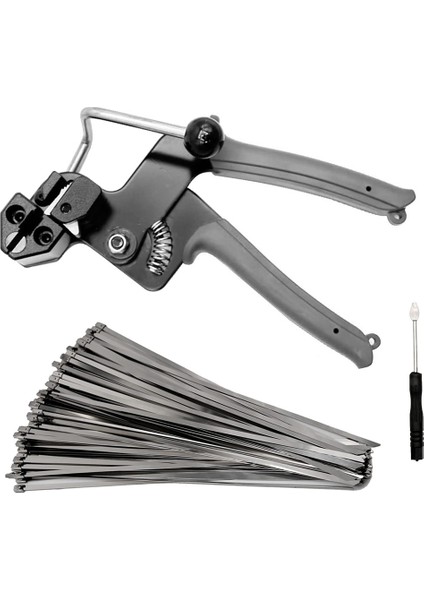 Metal Zip Kravatlar Kesici Paslanmaz Çelik Kablo Bağı Kesme Aleti ile 100 Adet Kablo Bağı Kendinden Kilitli Zip Bağları Siyah (Yurt Dışından) fiyatları