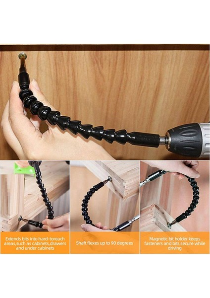 2 Takım Esnek Matkap Uzatma Hex Shank Matkap Somun Sürücü Ucu Seti, 6 Adet Evrensel Soket Adaptör Seti, Tornavida Ucu Seti (Yurt Dışından)