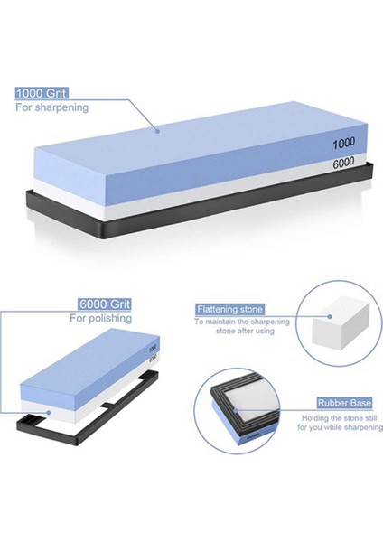 Whetstone Bıçak Bileme Taşı, Premium Whetstone Bileme Kiti 4 Yan Kum 1000/6000 Mutfak Whetstone Bıçak Bileyici (Yurt Dışından)