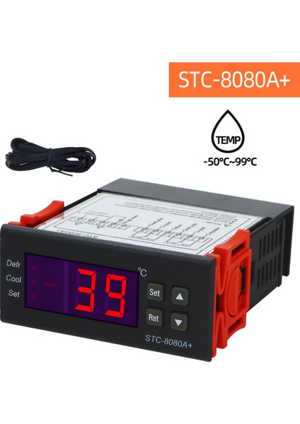 STC-8080A+DIJITAL Sıcaklık Kontrol Cihazı 220V Regülatör Soğuk Hava Deposu Dondurucu Sensörü Higrometre 40% (Yurt Dışından)