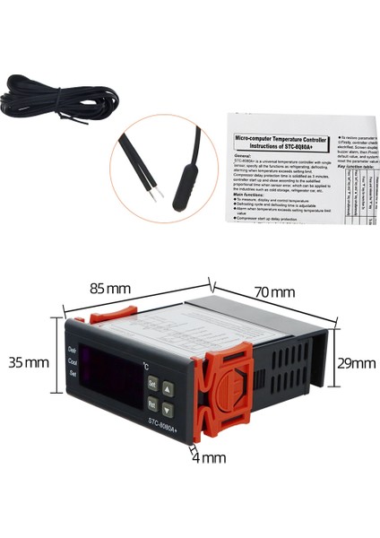 STC-8080A+DIJITAL Sıcaklık Kontrol Cihazı 220V Regülatör Soğuk Hava Deposu Dondurucu Sensörü Higrometre 40% (Yurt Dışından)