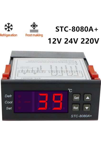 STC-8080A+DIJITAL Sıcaklık Kontrol Cihazı 220V Regülatör Soğuk Hava Deposu Dondurucu Sensörü Higrometre 40% (Yurt Dışından)