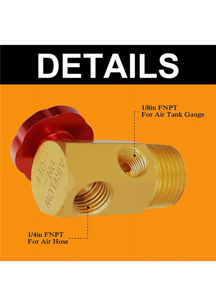 Doldurma Portu, Emniyet Valfi ve 1/2 Inç Npt Tankı x 1/4 Inç Npt Hortumu x 1/8 Inç Npt Göstergesi ile 2 Paket Hava Tankı Manifoldu (Yurt Dışından)