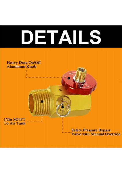 Doldurma Portu, Emniyet Valfi ve 1/2 Inç Npt Tankı x 1/4 Inç Npt Hortumu x 1/8 Inç Npt Göstergesi ile 2 Paket Hava Tankı Manifoldu (Yurt Dışından)