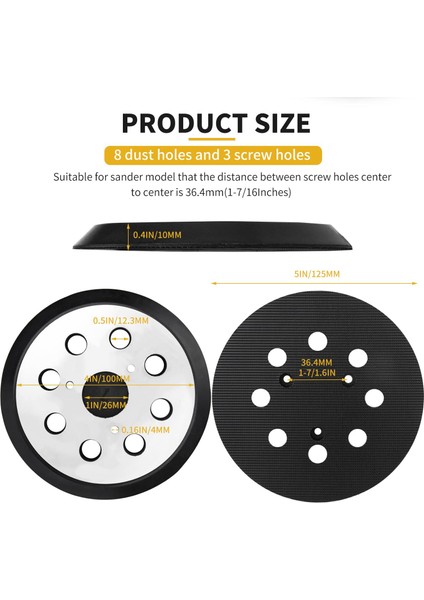 Makita Orbital MT922 Için 2'li Paket Zımpara Pedleri, 5 Inç 8 Delikli Yedek Cırt Cırtlı Zımpara Diski Metal Sırt ve Kauçuk (Yurt Dışından) fiyatları