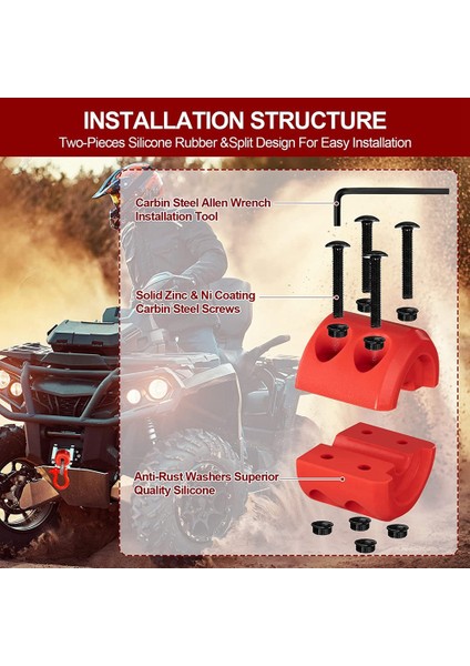 4 Adet Vinç Stoper ile Uyumlu Atv Suv Orv Kablo Kanca Kauçuk Stoper Vinç Zıplayan Yıpranmayı Önler Kırmızı (Yurt Dışından)