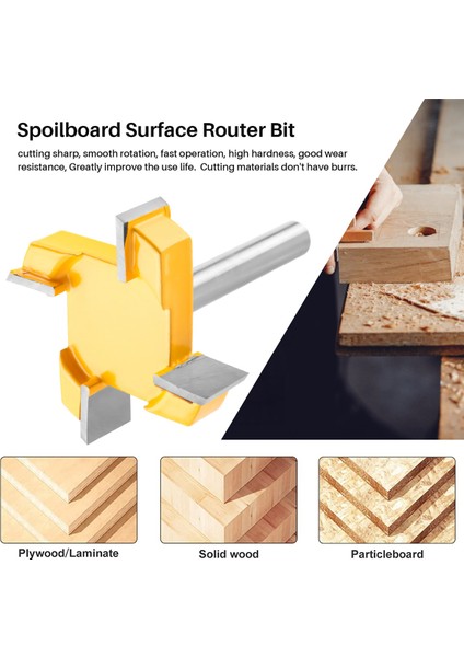 8mm Shank Spoilboard Yüzey Yönlendirici Ucu, Yüzey Yönlendirici Ucu, 4 Flüt Yüz Frezesi, Freze Yönlendirici Ucu, Yönlendirici Bit (Yurt Dışından) fırsatları