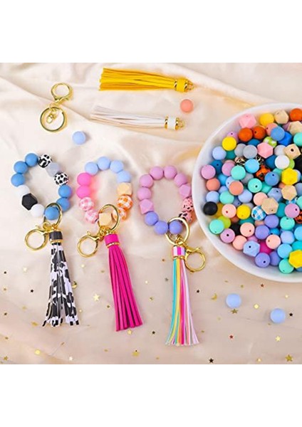 221 Adet 15MM Toplu Silikon Kauçuk Anahtarlık Boncuk Püsküller ve Dıy Anahtarlık Yapımı Için Anahtarlık Malzemeleri (Yurt Dışından) indirimleri