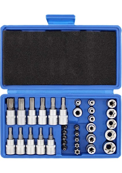 34 Adet Torx Lokma Seti Üçlü Kare Lokma Seti Torx Bit Lokma Seti Yıldız Bit Seti Erkek Dişi Set (Yurt Dışından)