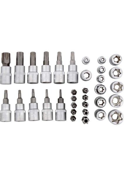 34 Adet Torx Lokma Seti Üçlü Kare Lokma Seti Torx Bit Lokma Seti Yıldız Bit Seti Erkek Dişi Set (Yurt Dışından)