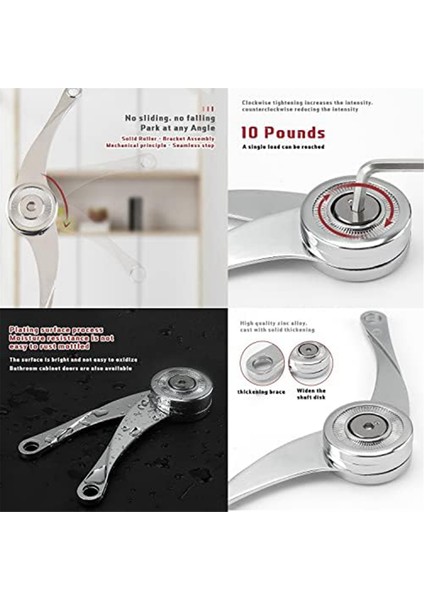 Menteşe Yavaş Kapanan - Kapak Destek Menteşesi Ağır Hizmet Tipi Ayarlanabilir Metal Kaldırma ve Yukarı Menteşe Dolap Kapı Destek Menteşesi, 4 Adet (Yurt Dışından) indirimleri