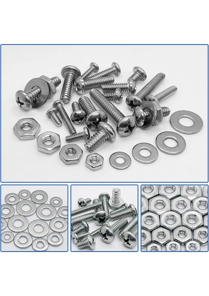 1110PCS Somun ve Cıvata Çeşitleri Kiti, Vidalar, Somunlar, Cıvatalar ve Rondelalarla Paslanmaz Çelik Kit (4-40 6-32 8-32 10-24) (Yurt Dışından) fiyatları