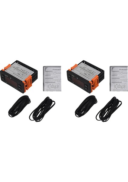 2x ETC-974 Mini Sıcaklık Kontrol Cihazı Buzdolabı Termostat Regülatörü Termoregülatör Termokupl Ntc Çift Sensör (Yurt Dışından)