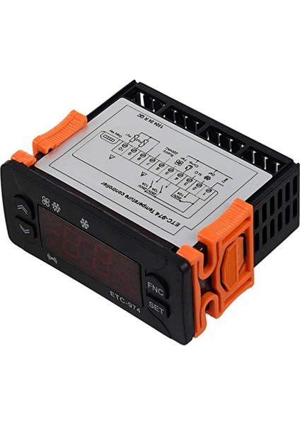 2x ETC-974 Mini Sıcaklık Kontrol Cihazı Buzdolabı Termostat Regülatörü Termoregülatör Termokupl Ntc Çift Sensör (Yurt Dışından)