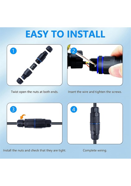 5 Adet IP68 Su Geçirmez Bağlantı Kutusu, 3.5-10MM Tel Aralığı Için Dış Mekan Elektrik Kablo Konektörü (Ac 300V, 16A) 2 Pin (Yurt Dışından)