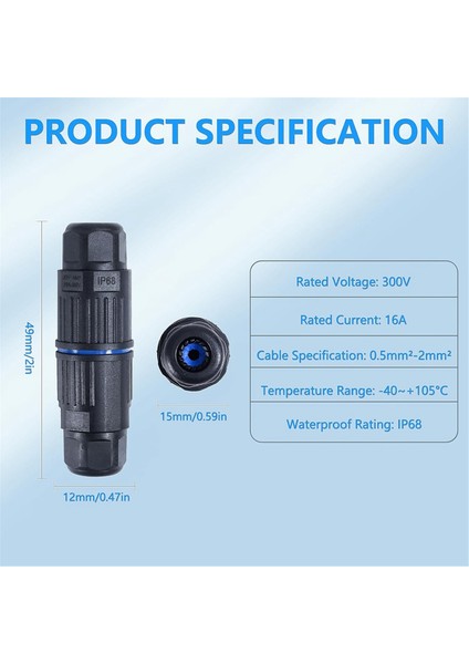 5 Adet IP68 Su Geçirmez Bağlantı Kutusu, 3.5-10MM Tel Aralığı Için Dış Mekan Elektrik Kablo Konektörü (Ac 300V, 16A) 2 Pin (Yurt Dışından)
