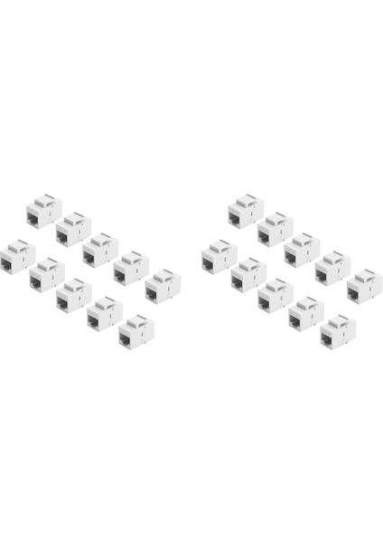 20 Adet RJ45 Konektörü Keystone Jack Cat6 Uzatma Çoğaltıcı Ethernet Ağı Lan Cat 6 Çoğaltıcı Jaklar Uzatma Adaptörü, Beyaz (Yurt Dışından)
