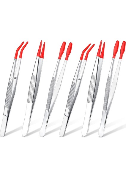 6 Adet Cımbız Kauçuk Uçlu Set Yumuşak Pvc Kauçuk Kaplamalı Uçlar Bükülmüş ve Düz Düz Uçlu Hassas Bükülmüş Uzun Cımbız (Yurt Dışından)