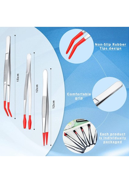 6 Adet Cımbız Kauçuk Uçlu Set Yumuşak Pvc Kauçuk Kaplamalı Uçlar Bükülmüş ve Düz Düz Uçlu Hassas Bükülmüş Uzun Cımbız (Yurt Dışından)